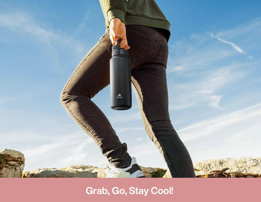 40 oz Insulated Water Bottle with 2-in-1 Straw and Spout Lid, Keep Cold 24H, Leak-Proof, BPA-Free, Double Wall