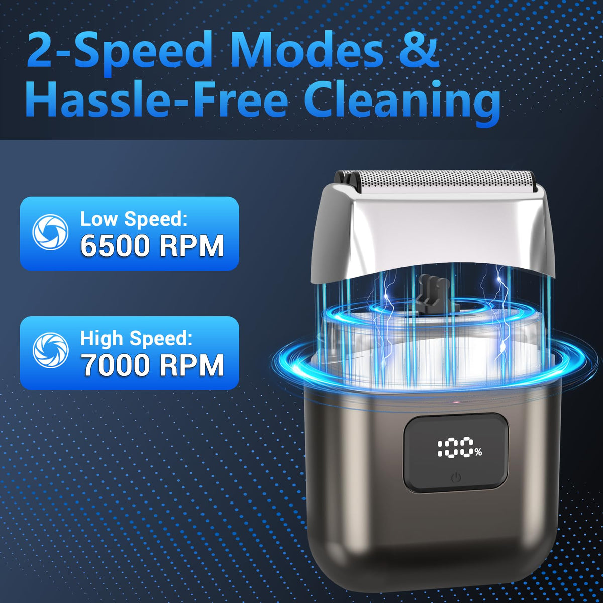 Electric Foil Shavers for Men: IPX7 Waterproof, 2-Speed Modes