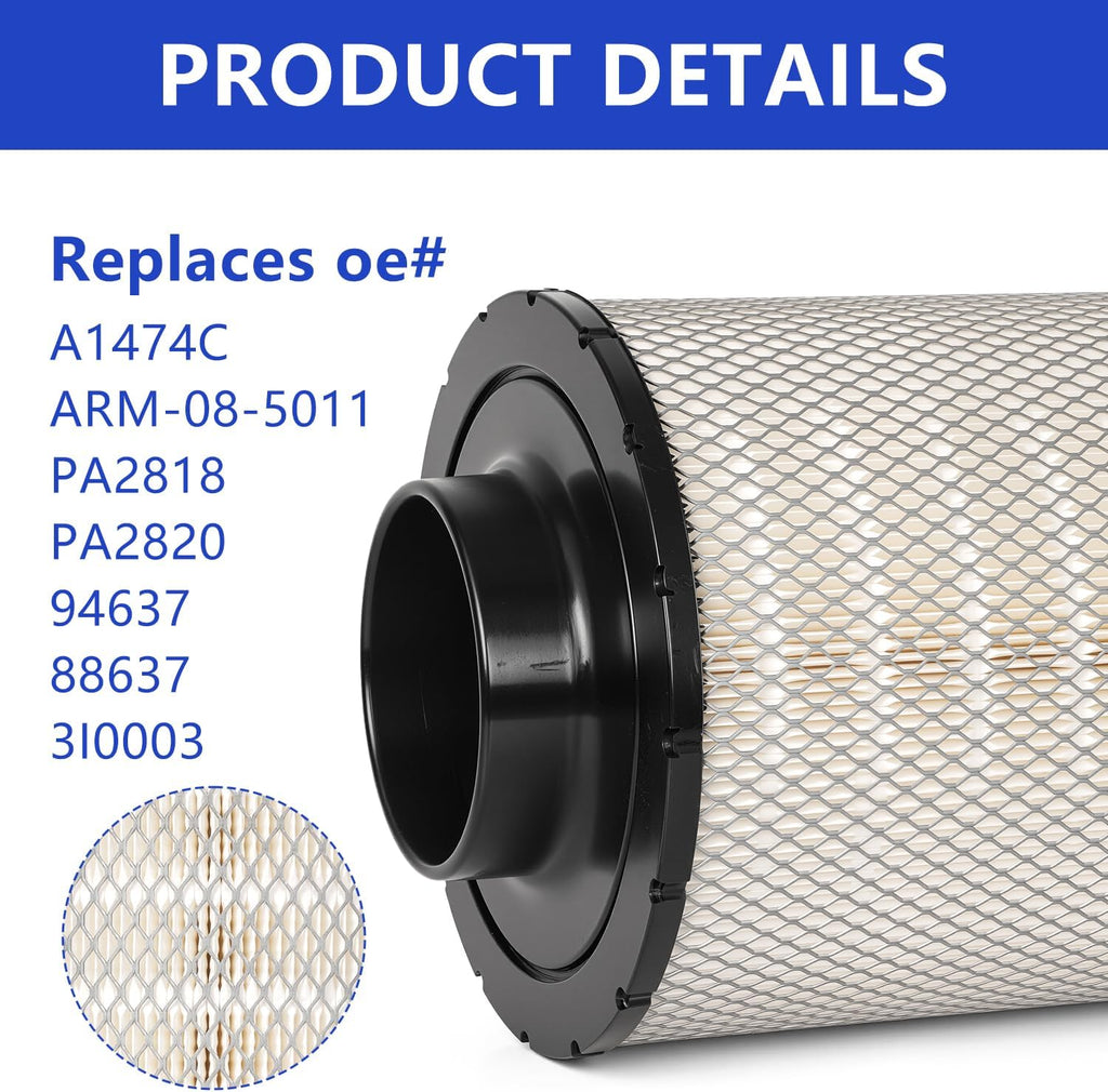 Air Filter, Compatible with Wix 46637 Donald-son B085011