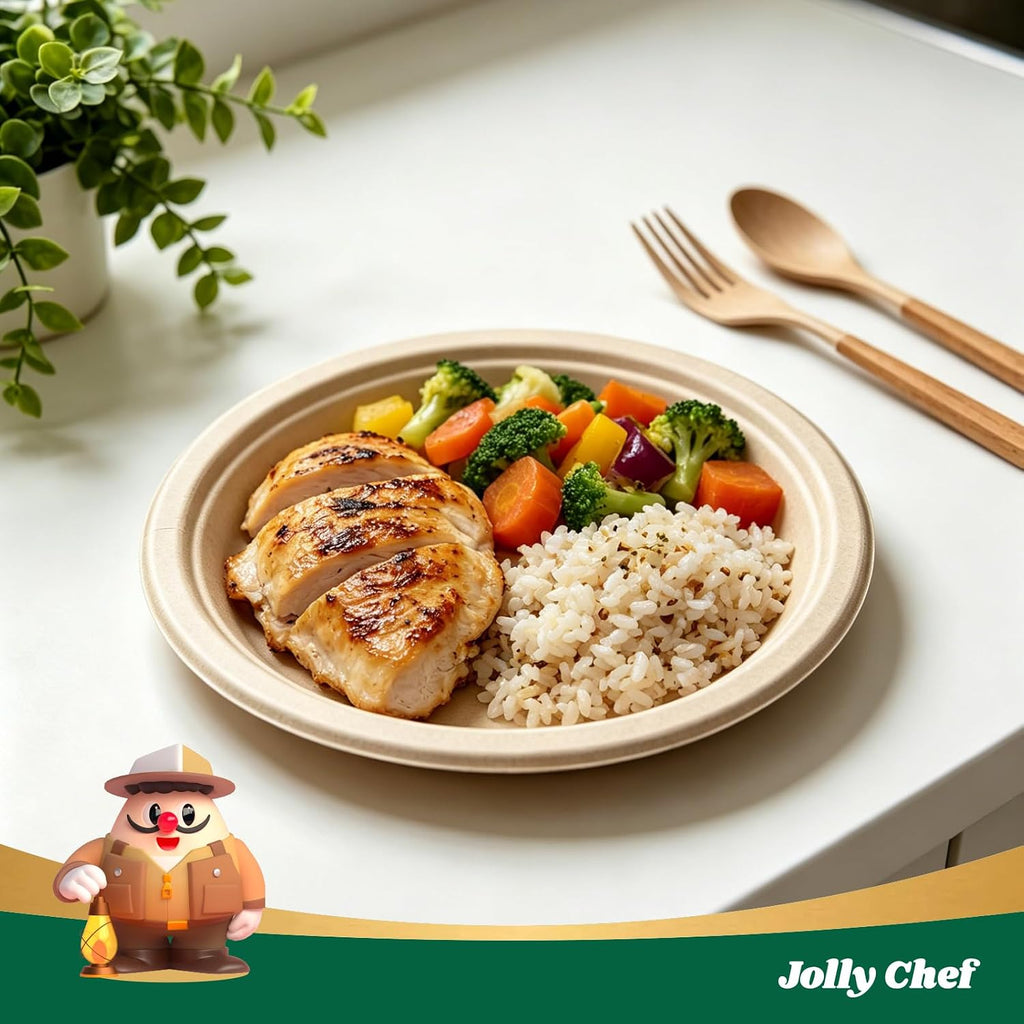 Compostable Heavy Duty 10 Inch 300 Pack Disposable Eco-Friendly Paper Plate