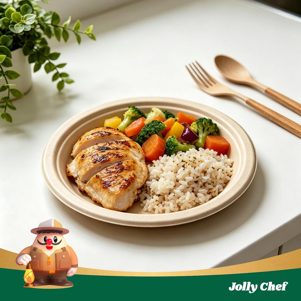 Compostable Heavy Duty 10 Inch 125 Pack Disposable Eco-Friendly Paper Plate