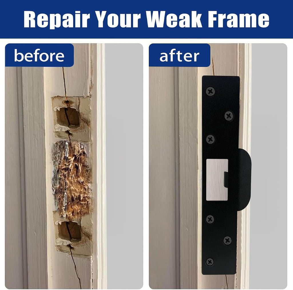 7 Inch Extra Long Door Strike Plate, Heavy Duty Metal Frame Repair Plate | Extended Height Security Plate with Long