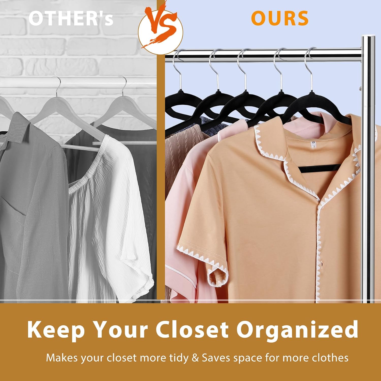100 Velvet Hangers - Space Saving, Non-Slip with Rotating Hooks & Pants Bar | Ultra Slim Closet Organizer for Coats