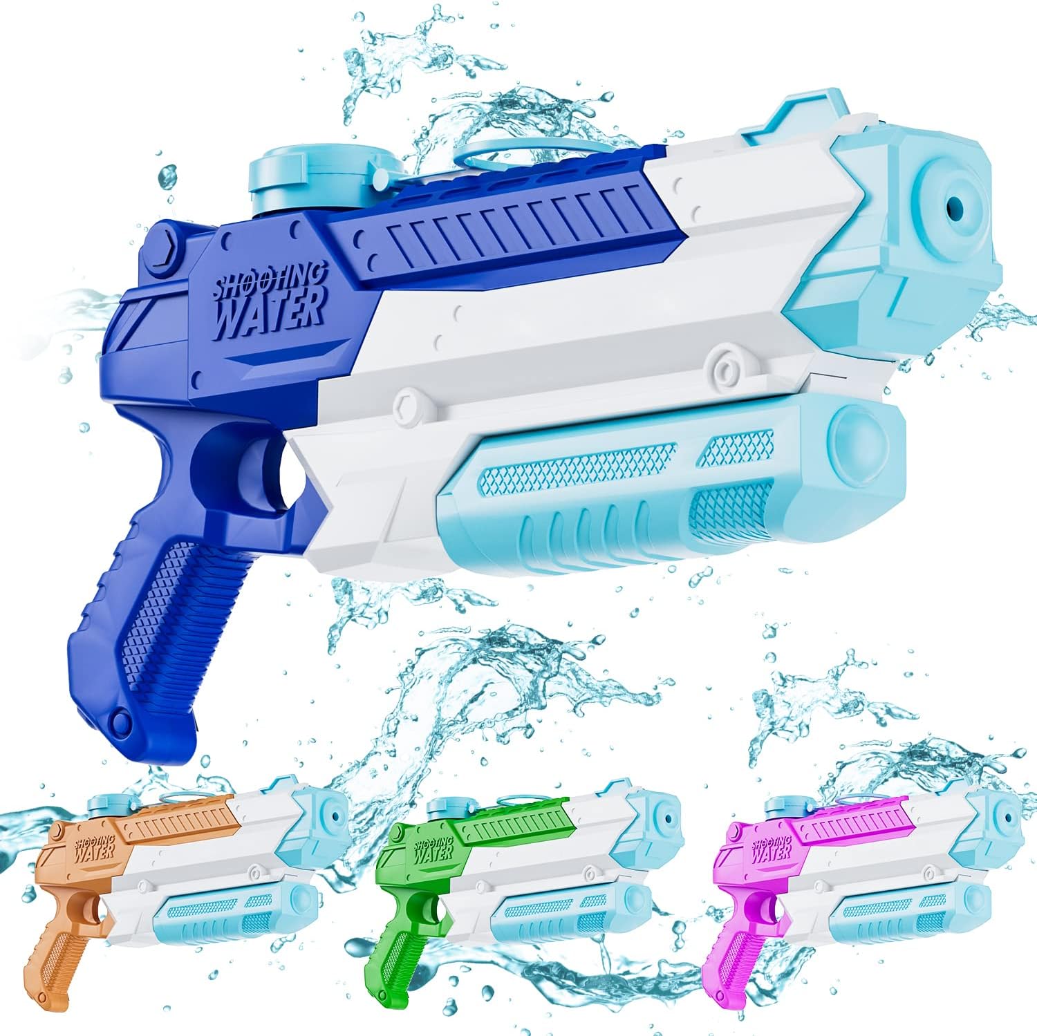 Water Guns for Kids Adults 4 Pack 400CC Long Range Squirt Toy, Pool Beach Summer Gifts