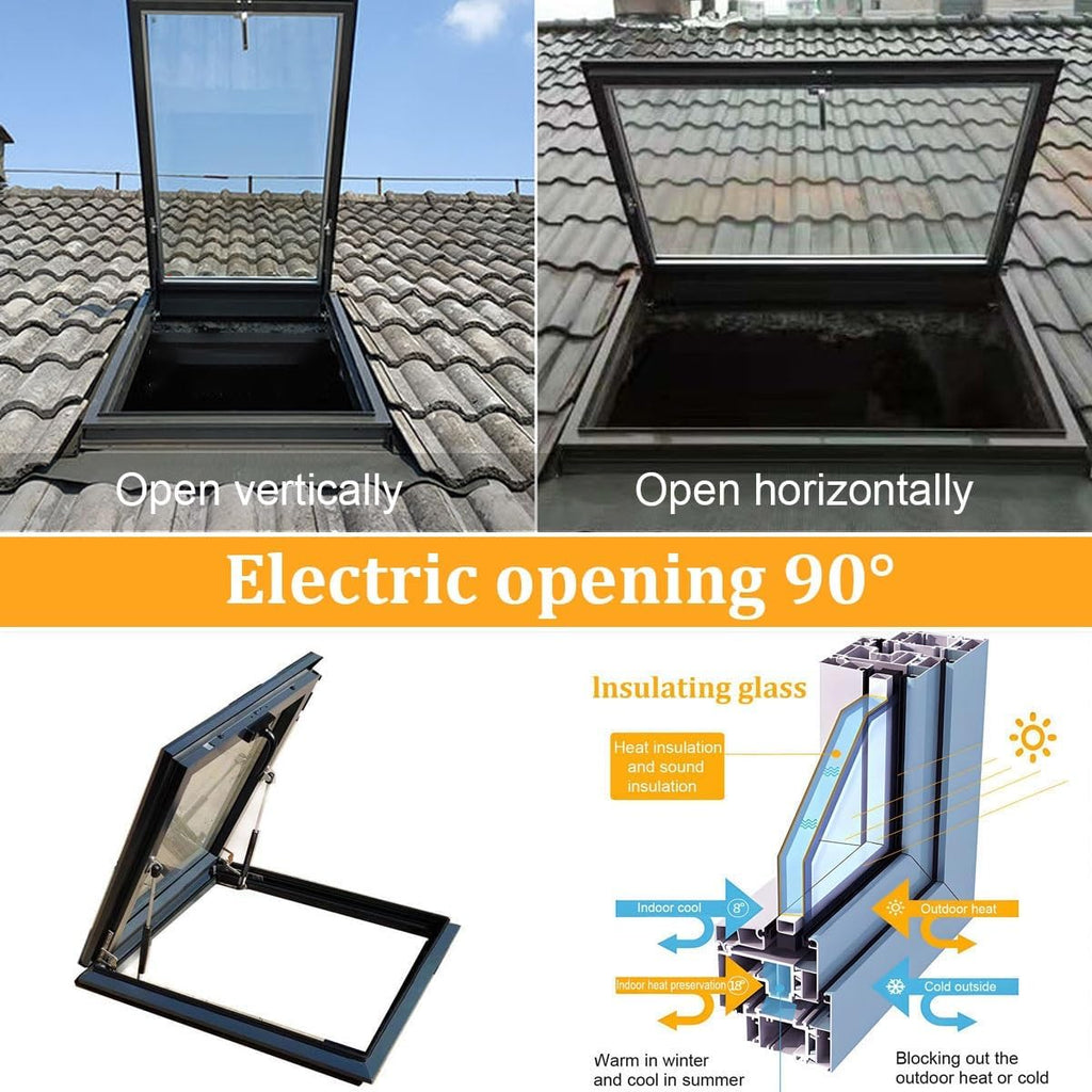 Roof Skylight for Home, Multi-Angle Roof Viewing Aluminium Window, Horizontal Roofs Skylights, Aluminum Alloy Frame