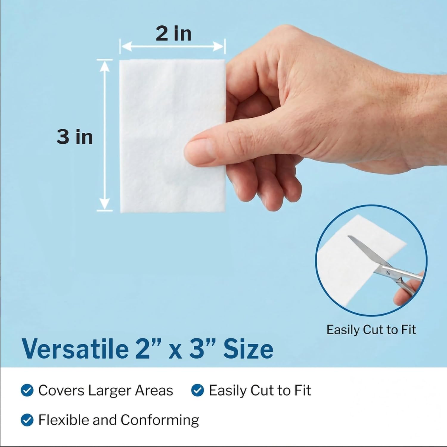 Non-Adherent Pads for Wounds, 2x3 Inch, 100 Count, Sterile Non-Stick Wound Dressing, Highly Absorbent, Painless