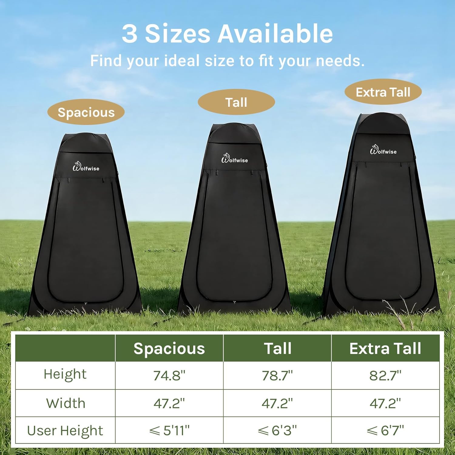 PRO Pop Up Shower Tent with Silver Coated, Floor and Rain Fly | Portable Changing Tent with Window & Carry Bag for