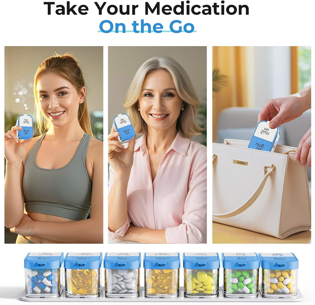 Extra Large Weekly Pill Organizer 2 Times A Day, XL Pill Box 7 Day Am Pm, Jumbo Medicine Organizer to Hold Daily