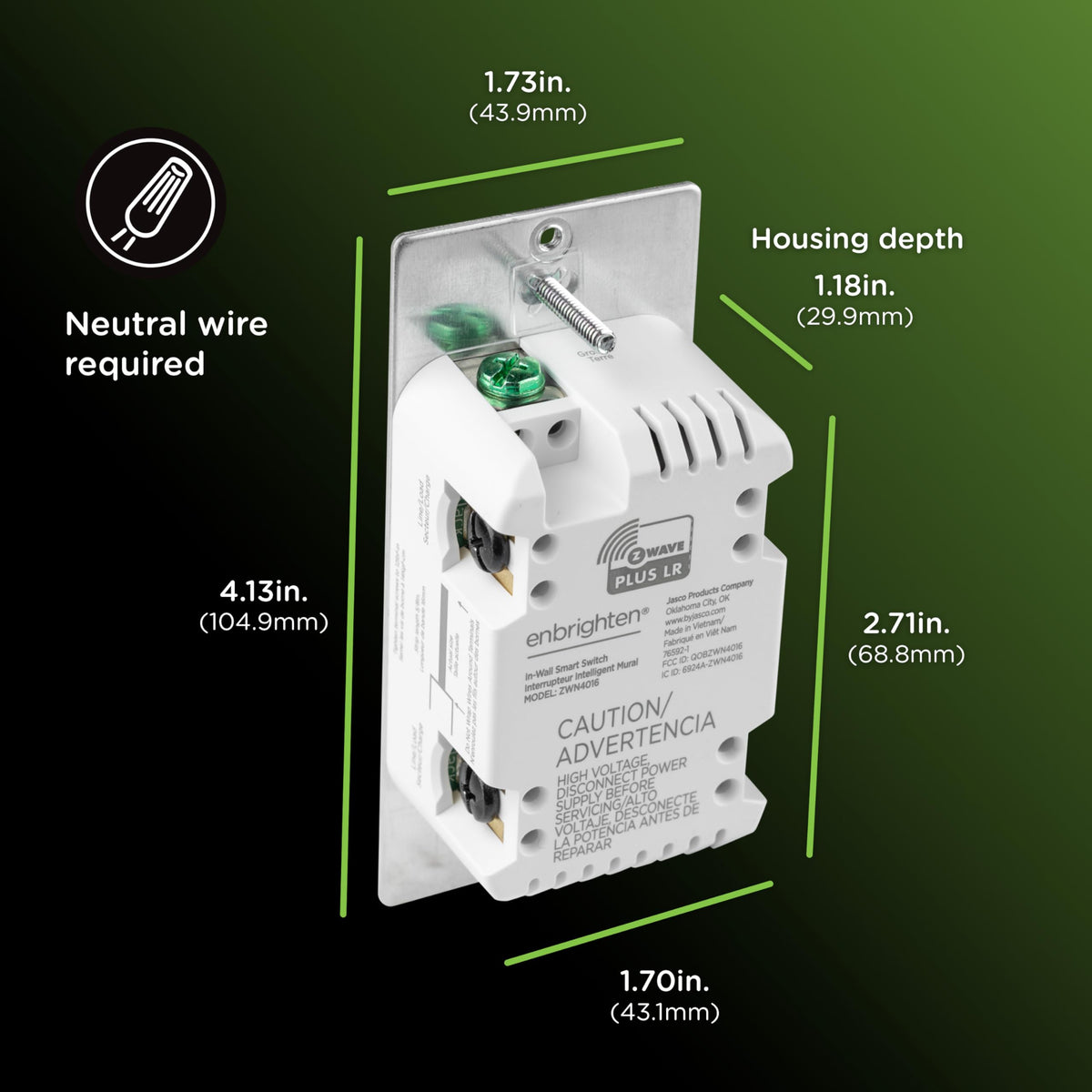 Enbrighten Z-Wave Long Range On/Off Switch, 800 Series, Toggle