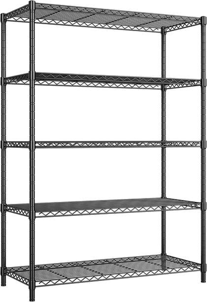 72''H Metal shelving 5 Tire Storage Shelves for Garage Shelving Adjustable Wire Shelving Rack Heavy Duty Shelving