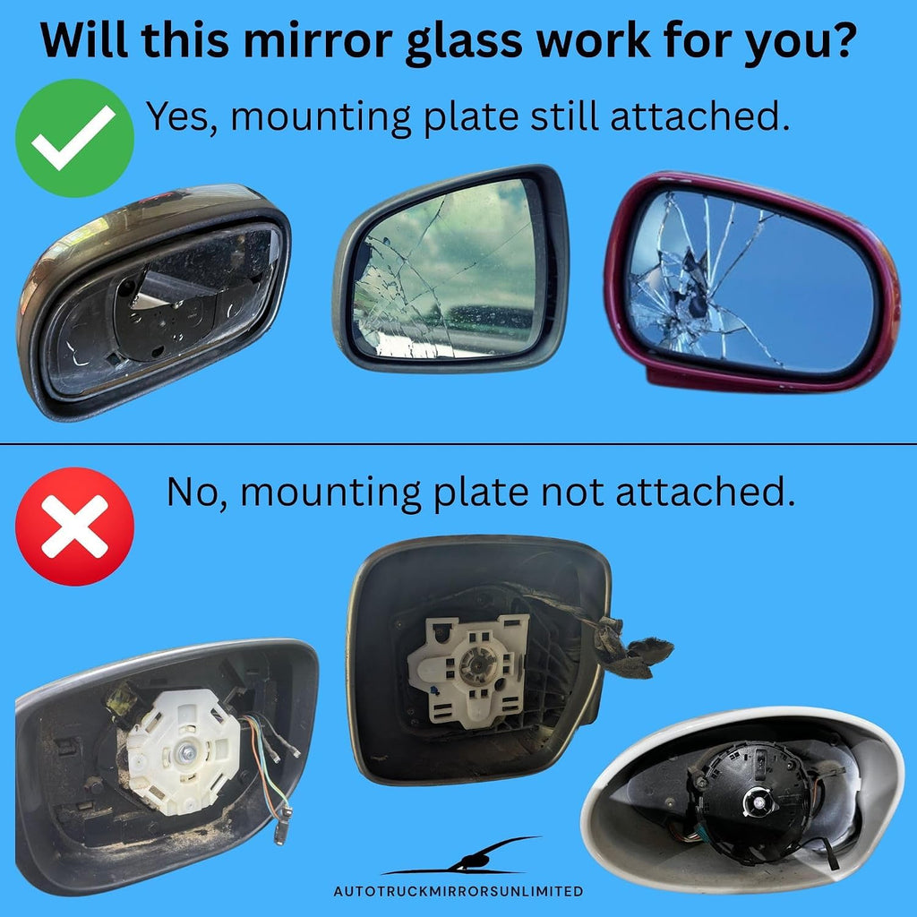 Driver Side Mirror Replacement Glass + Full Pad for 84-96 Jeep Cherokee