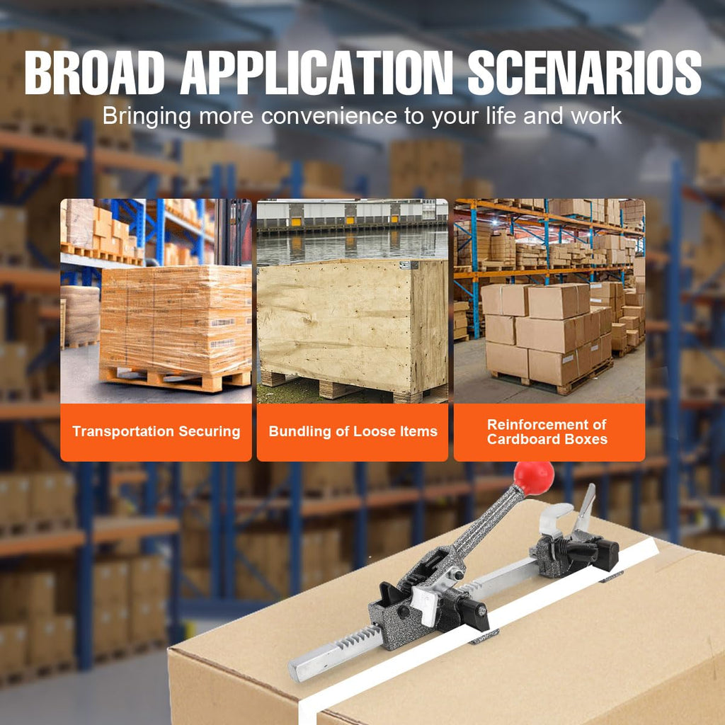 Banding Packaging Pallet Strapping Kit ECUTEE Pallet Packaging Strapping Tool All-in-One Poly Strapping Tensioner