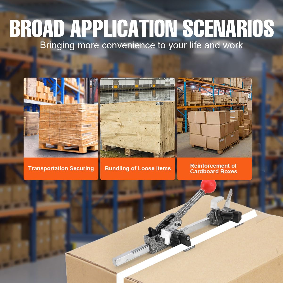 Banding Packaging Pallet Strapping Kit ECUTEE Pallet Packaging Strapping Tool All-in-One Poly Strapping Tensioner