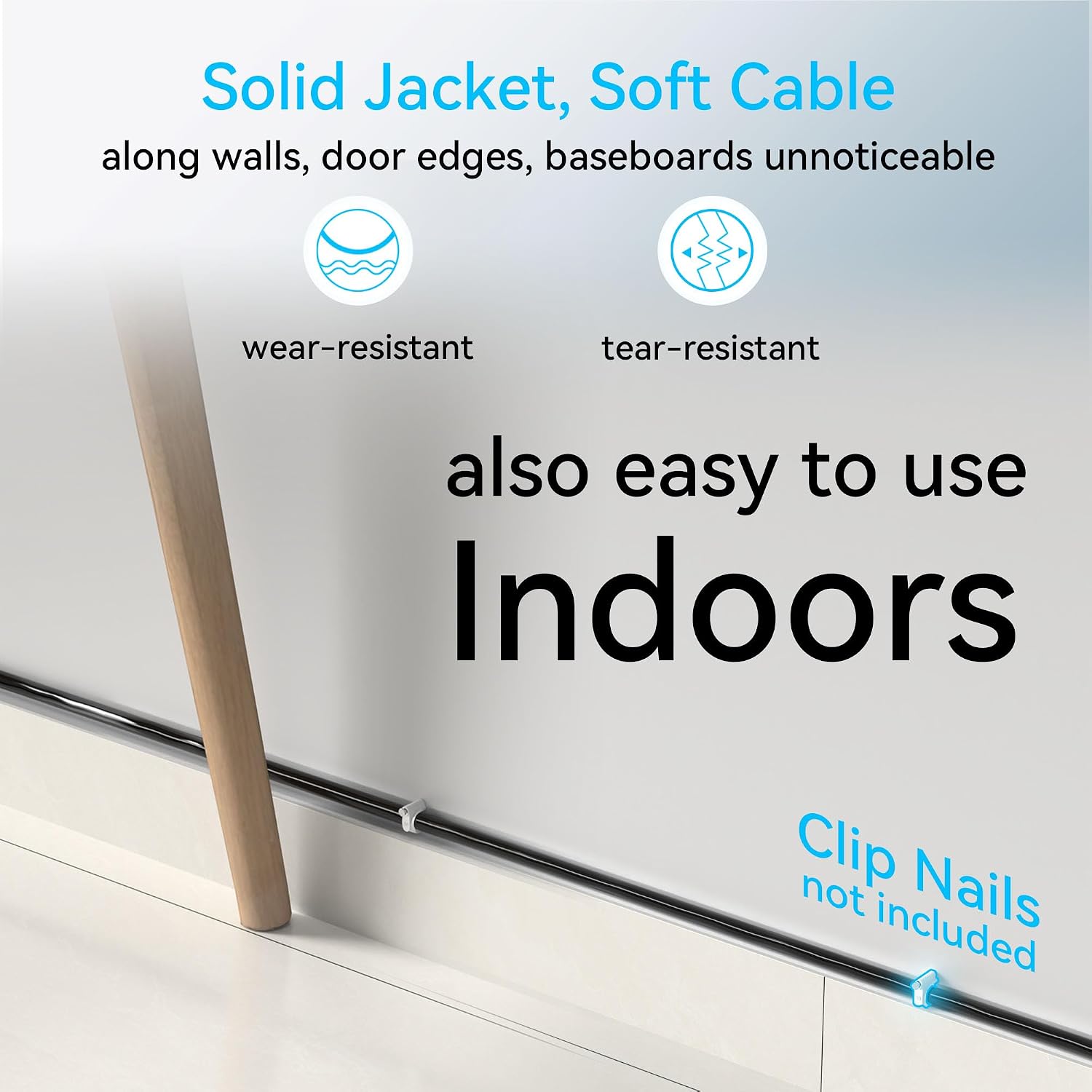 Cat6a Ethernet Cable Slim 50ft Outdoor&Indoor, 28AWG Pure Copper Cat6 Internet Cable for Waterproof & Direct Burial