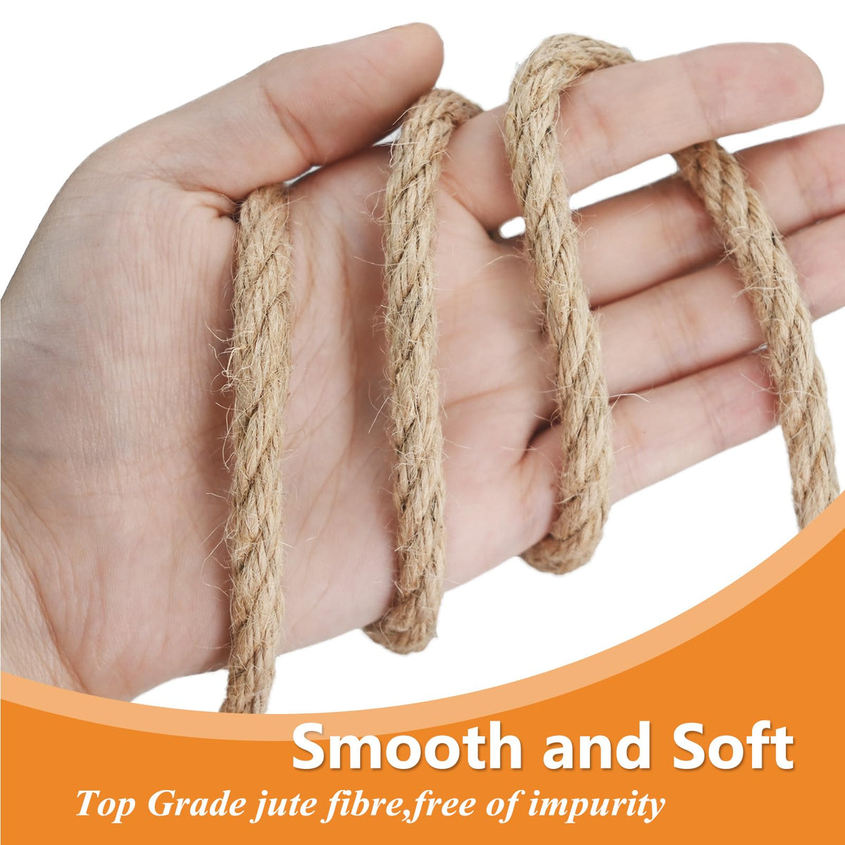 Thick Jute Twine, 8mm x 50FT Heavy Duty for Cat Scratching Posts
