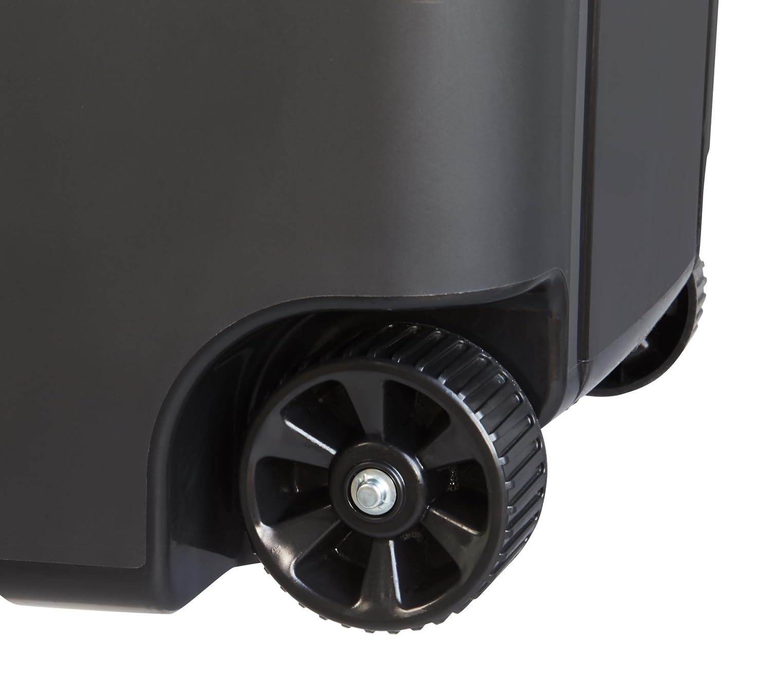 45 Gallon Wheeled Heavy Duty Trash Can with Attached Lid, Outdoor & Indoor Garbage Bin, Click-Lock Secure Lid &