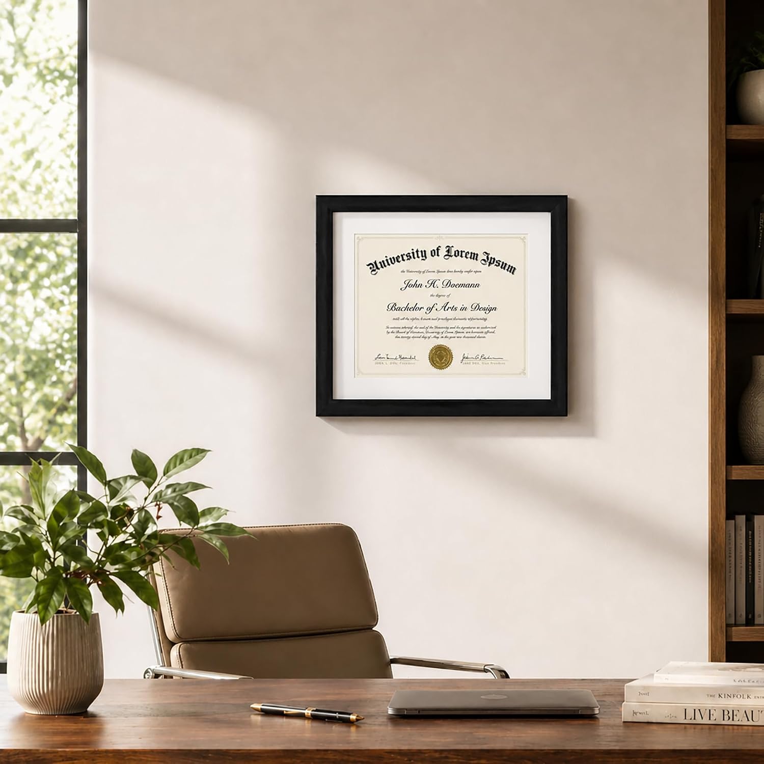 11x14 Diploma Frame with Shatter-Resistant Glass - Use as 8.5x11 Frame with Mat or Display 11x14 Documents Without