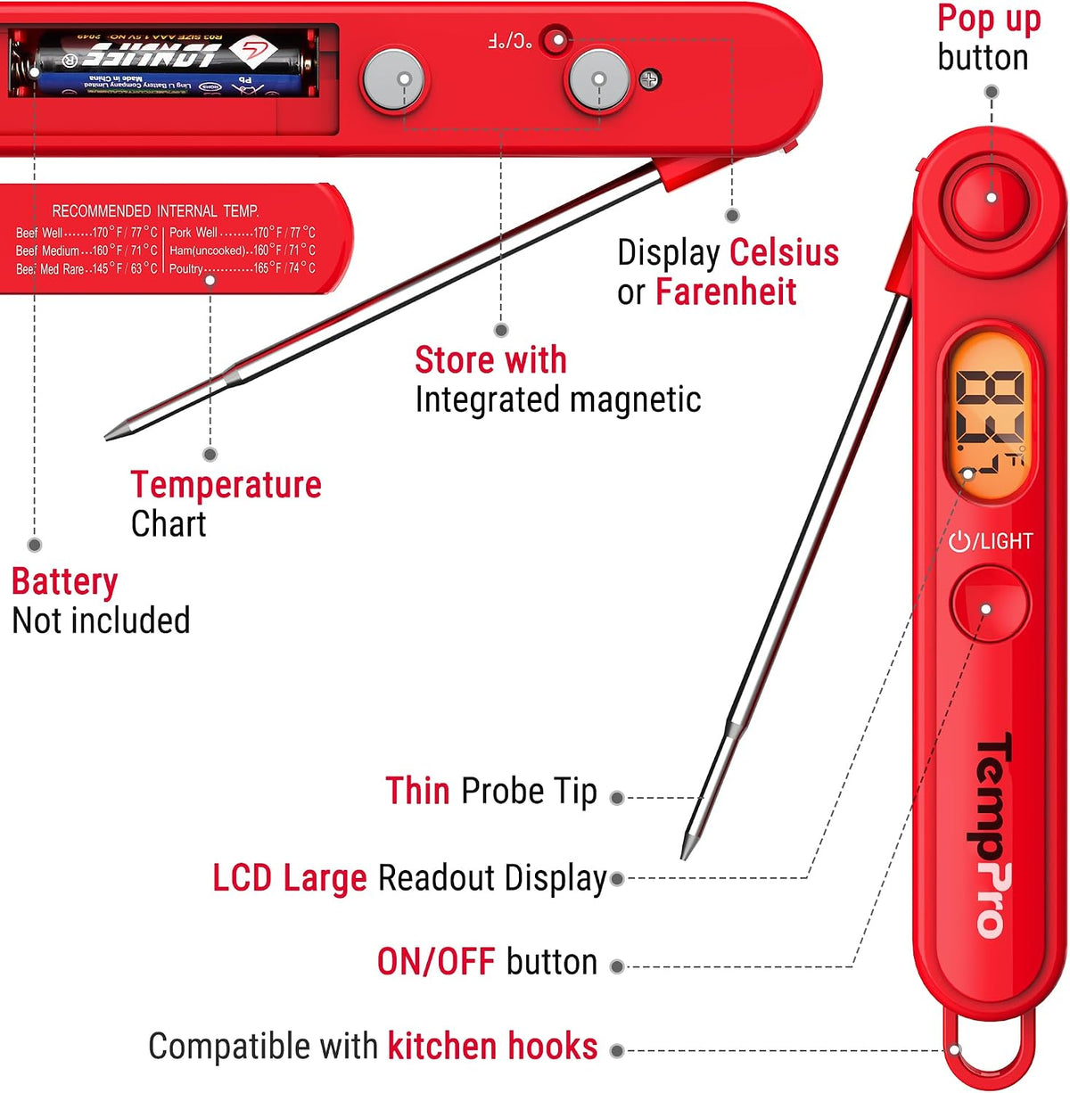 TempSwift 1 Sec Digital Meat Thermometer for Cooking
