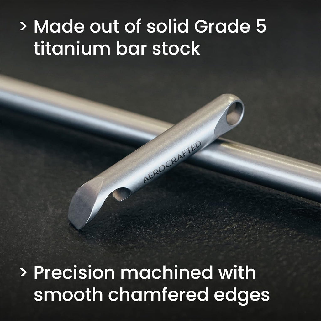 Wingman Bottle Opener - Titanium Everyday Carry, Multifunctional Beer Opener and Pry Bar Tool for Keychains, Made in