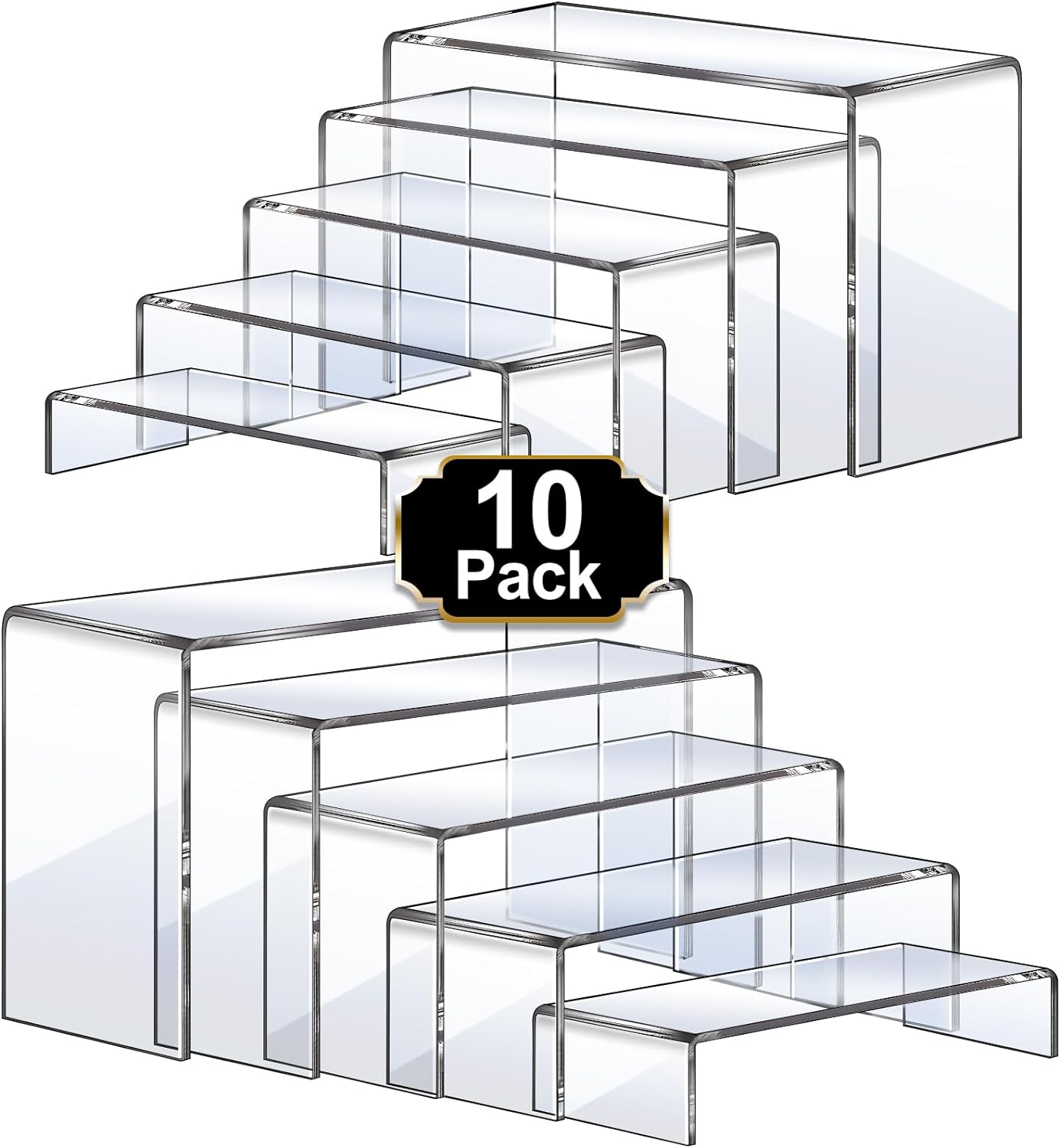 Acrylic Risers Display Stands, Acrylic Stands for Display 10Pcs 2Set | Riser Display Shelf Clear Display Stands Set