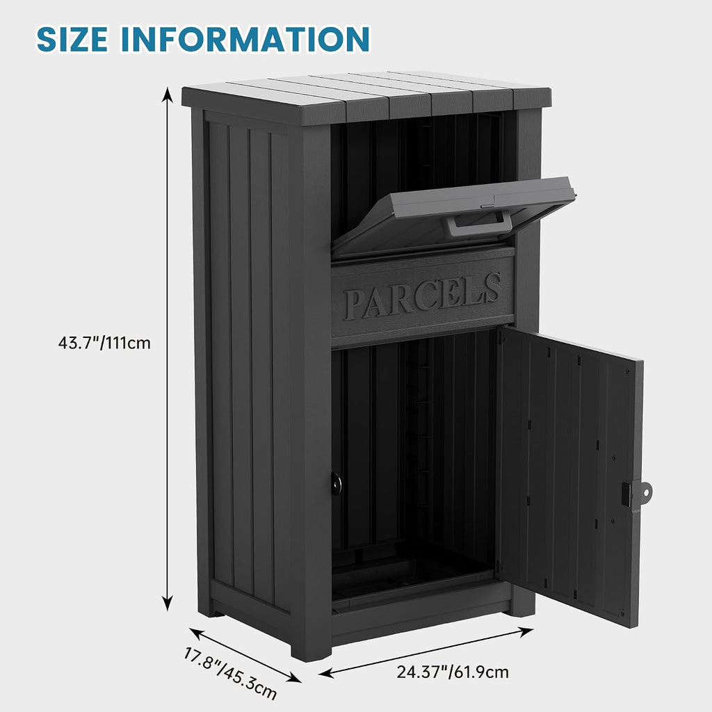Package Delivery Box for Outside, Parcel Drop Box, Classic Black | Large, Lockable & Weatherproof, Anti-Theft