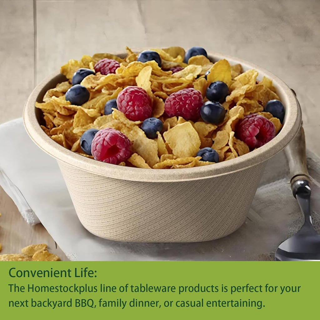 32 Ounce Large Paper Bowls Disposable Soup Bowl Disposable Heavy Duty Compostable Bowls, Eco-friendly Sugarcane and