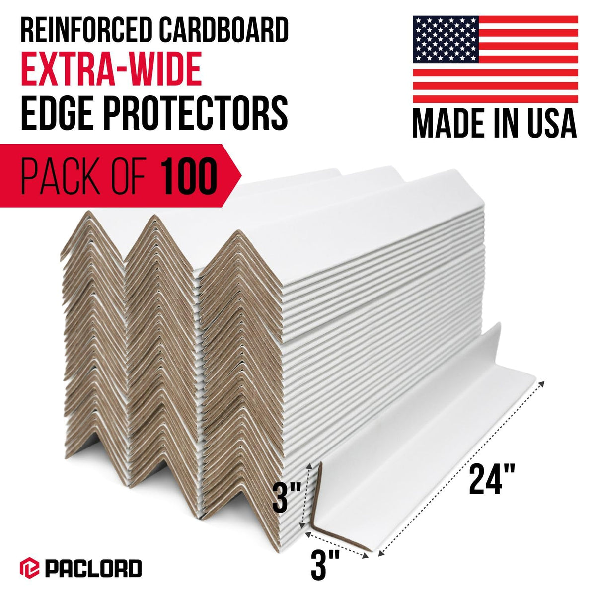 Extra-Wide 24" x 3" x 3" Reinforced Cardboard Edge Protectors