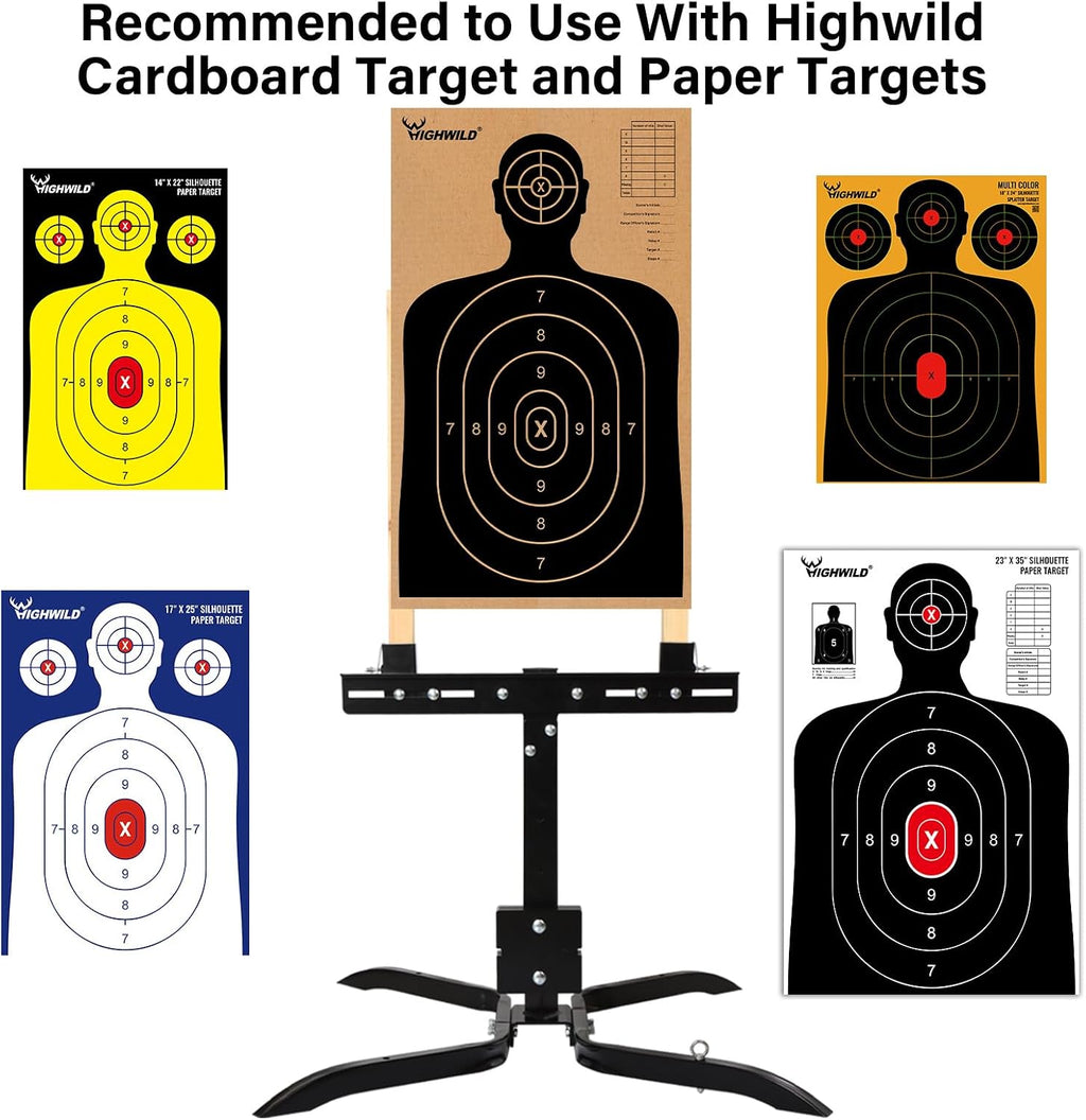Adjustable Swinger Target Stand for Paper & Cardboard Silhouette Shooting Target X-Leg Stand Base Fits 1x2 Wooden