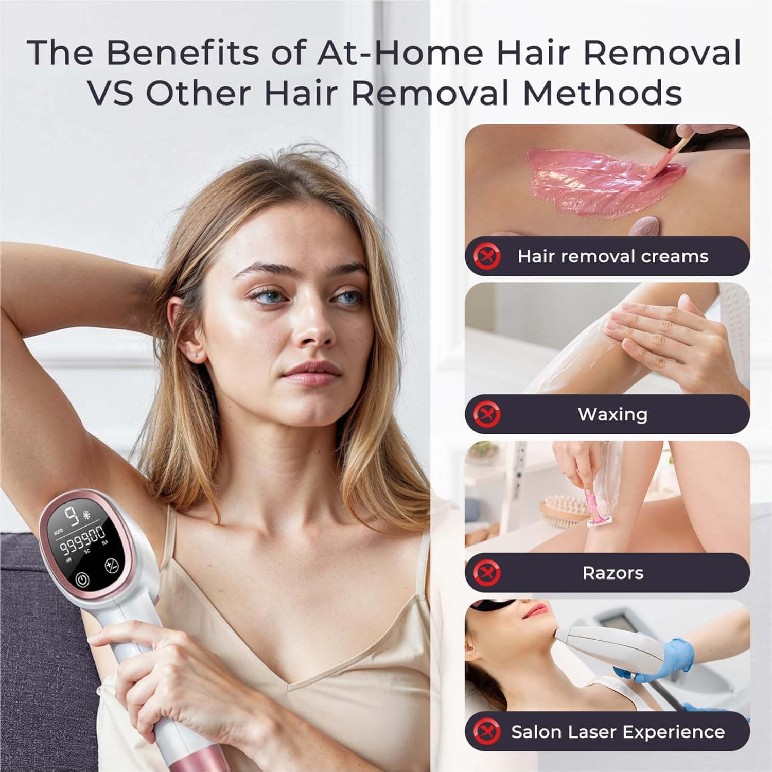IPL Laser Hair Removal for Women and Men, Hair Removal with Ice-Cooling for Nearly Painless and Long-Lasting Result