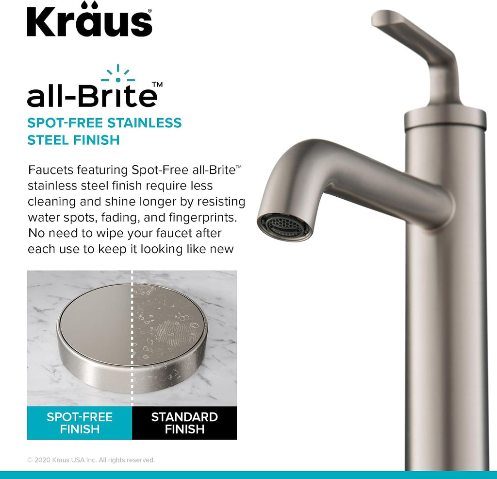 Ramus Single Handle Vessel Sink Bathroom Faucet with Pop-Up Drain in Brushed Gold, KVF-1220BG