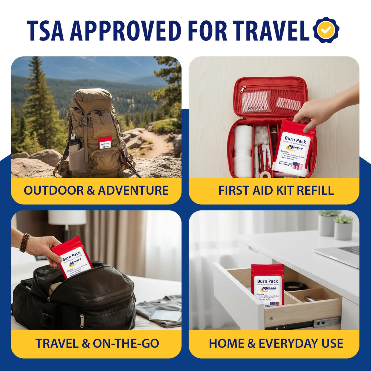 First Aid Kit Refill Burn Care Refill Pack | Convenient & Portable