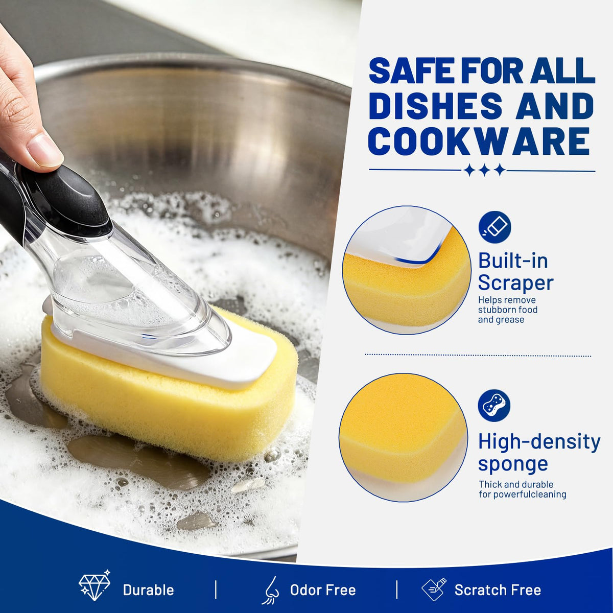 Sponge Brush Refills for OXO Dish Brush 6 Pack Soap Dispensing Dish Refills