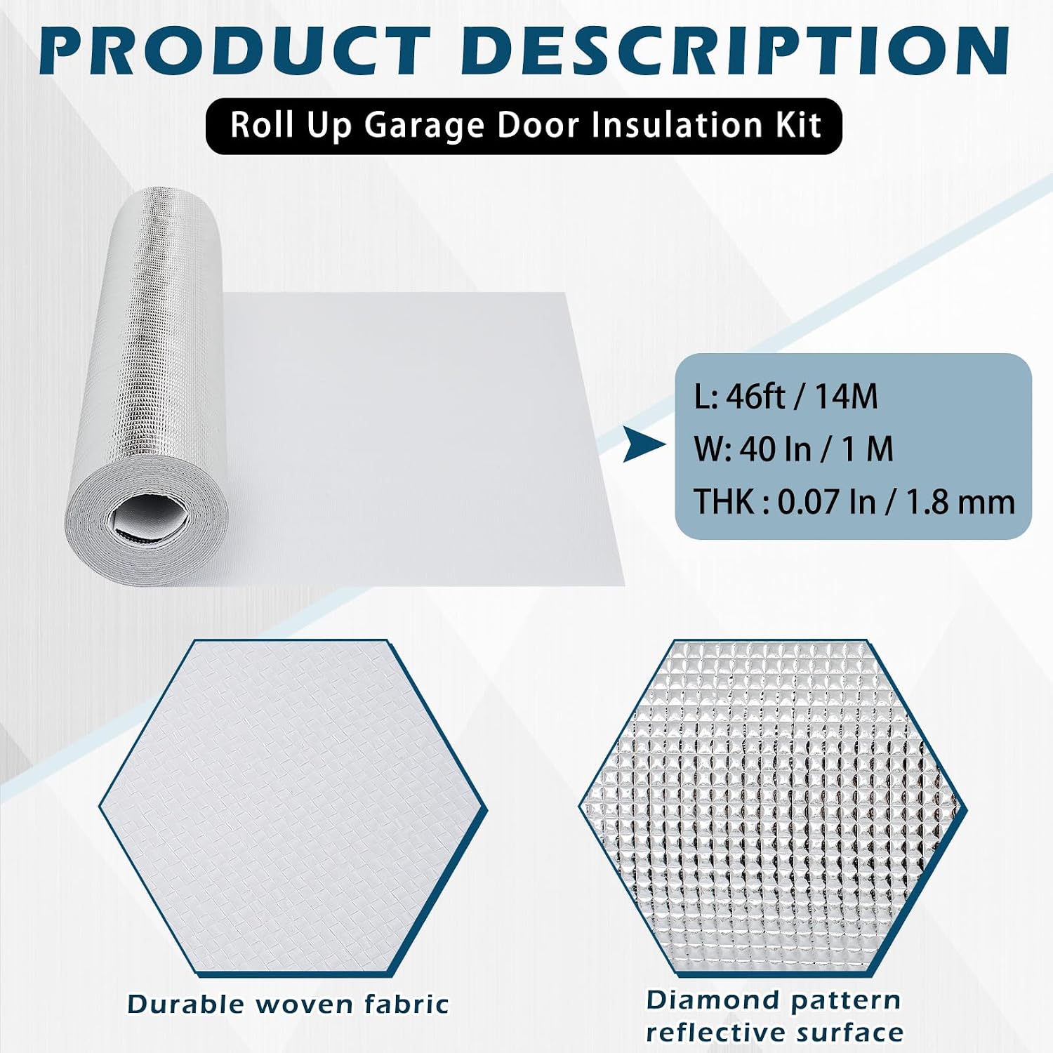 Roll up Garage Door Insulation Kit for Cooling Metal Buildings White Reflective Foam Aluminum Foil Summer Barrier