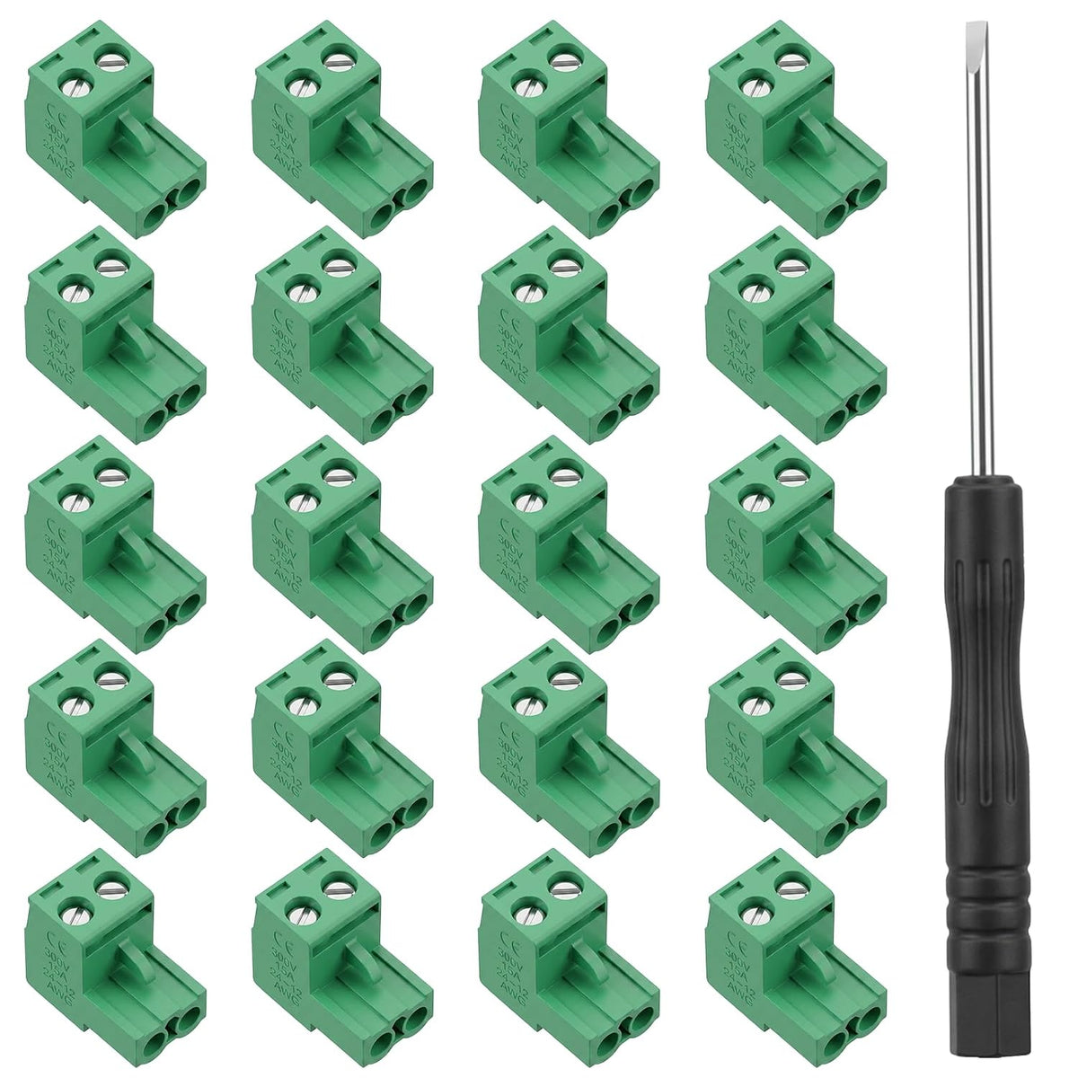 20 pcs 2 Pin 5.08mm Pitch PCB Angle Screw Terminal Block Plug Connector