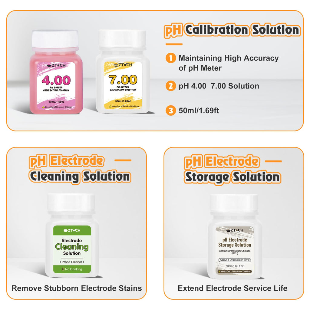 pH Buffer Calibration Solution 4,0 7,0 KCL Storage&Cleaning Solution