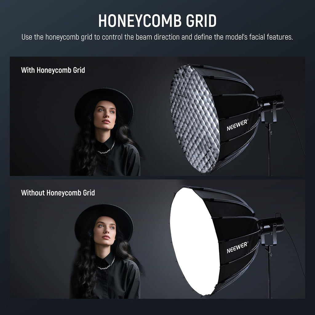 Parabolic Softbox Kit, 35.4" Bowens Mount Soft Box, NS72P | With Light Diffusers