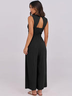 Women's Linen Sleeveless Wrap Jumpsuits