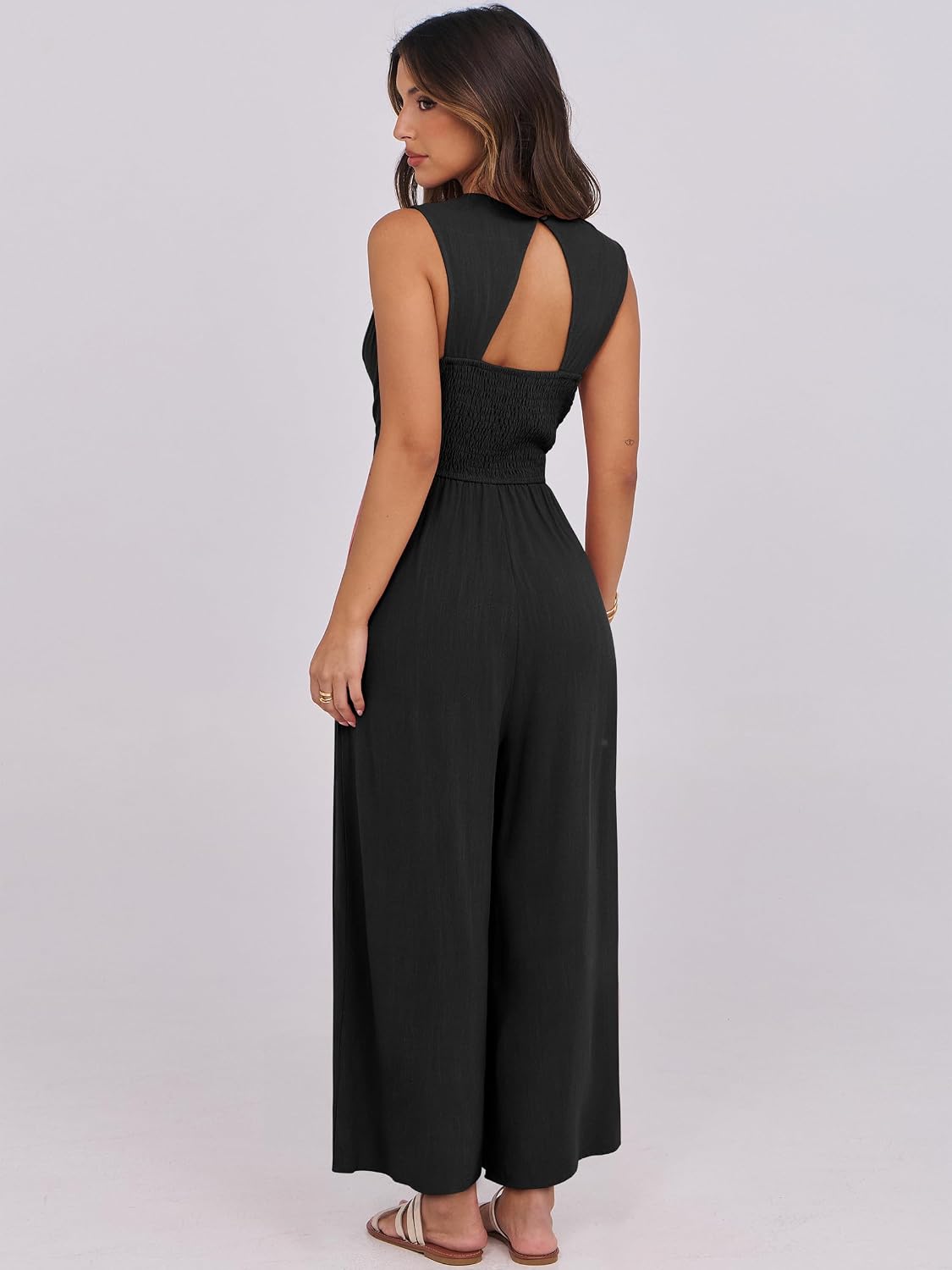 Women's Linen Sleeveless Wrap Jumpsuits
