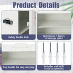 First Aid Kit with Lock 3 Shelf Wall Mount Medicine Cabinet White