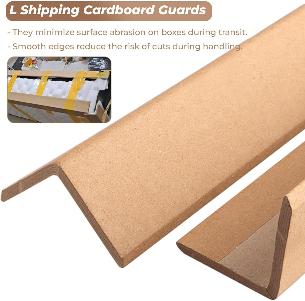 Cardboard Edge Protectors for Shipping, 100 Pack Packaging Edge Bumper/Shipping Box Corner Guards/Ticker Box Edging