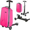 Scooter Luggage for Kids Removable & Foldable Ride on Suitcase-Fuchsia