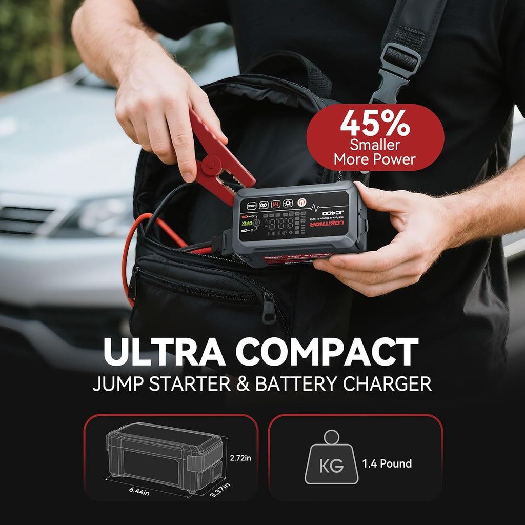 JC400 2A/1A/750mA 6/12V Car Battery Charger & 2500A Jump Starter