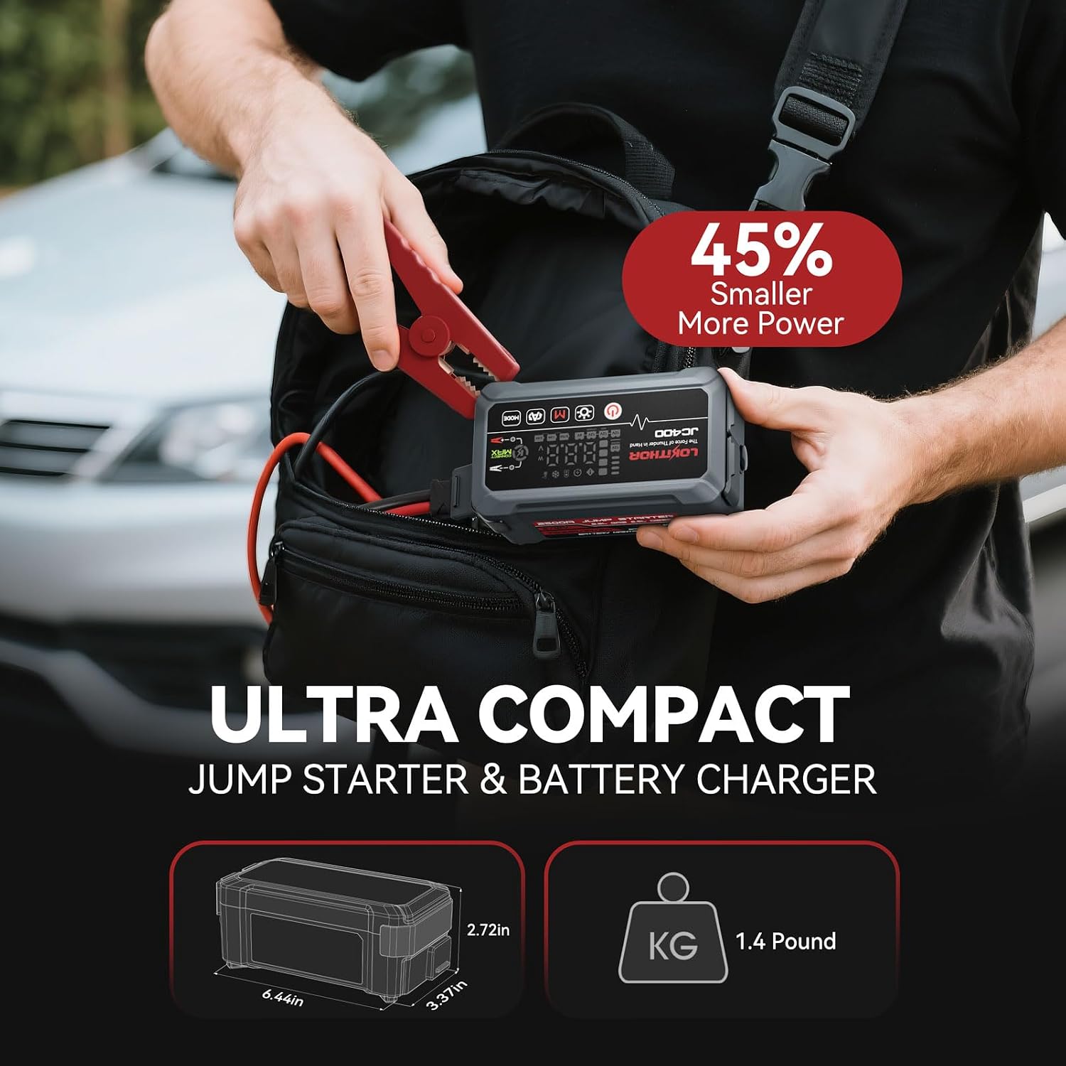 JC400 2A/1A/750mA 6/12V Car Battery Charger & 2500A Jump Starter