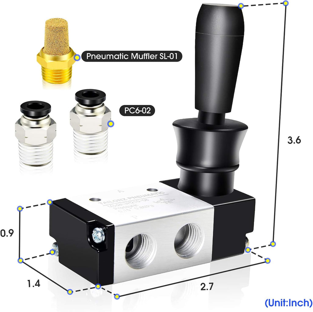 TAILONZ 1/4"NPT 3/2 3H210-08 Manual Valve