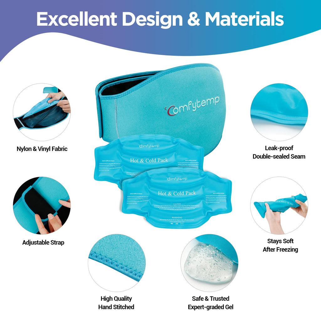 Ice Pack for Back Pain Relief, 2Pcs, Sciatica Ease Brace Reusable