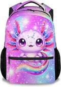 Axolotl Backpack for Girls, 17 Inch Kids Backpacks for Preschool, Cute Pink Large Capacity Toddler Bookbag for