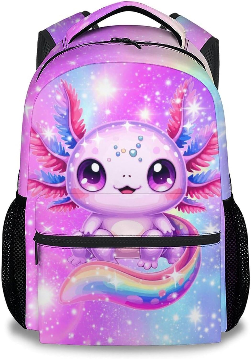 Axolotl Backpack for Girls, 17 Inch Kids Backpacks for Preschool, Cute Pink Large Capacity Toddler Bookbag for