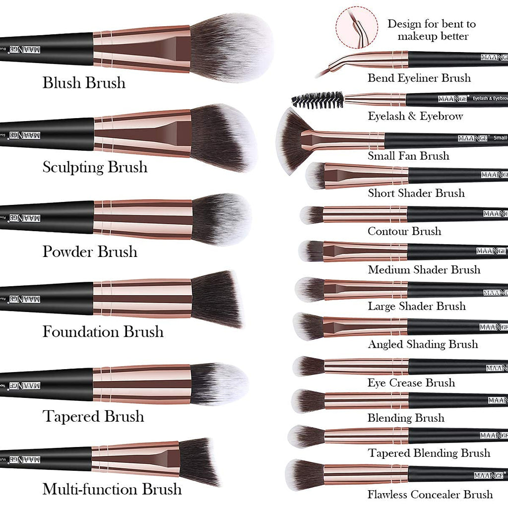 Makeup Brushes, 18 Pcs Professional Premium Synthetic Makeup Brush Set with Case, Foundation Kabuki Eye Travel Make