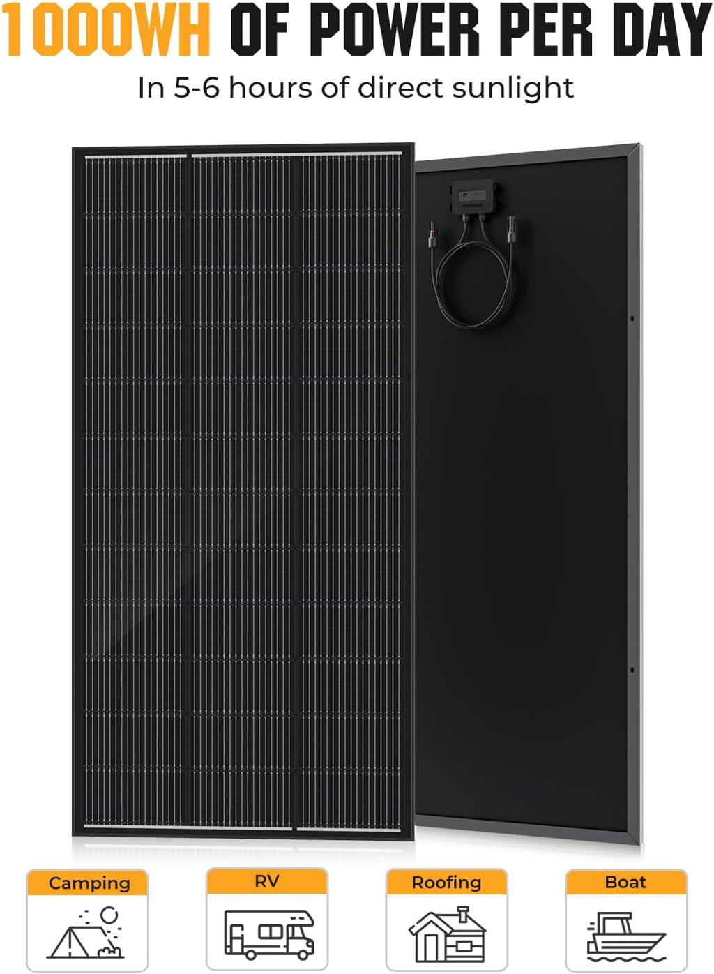 200 Watt Solar Panel 18BB, 25% High Efficiency, N-Type 12V 200W Solar Panel | Monocrystalline PV Modules, for