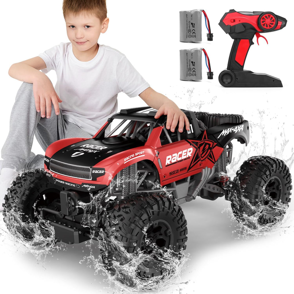 RC Trucks 4x4 Offroad Waterproof - 1:12 Scale Large Amphibious Remote Control Car, Dual Motors Crawler Vehicle